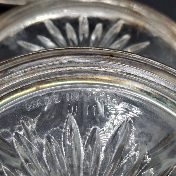 Set Of 4 Vintage Silverplate Rims & Starburst Glass Coasters Made In Italy - Picture 6 of 7